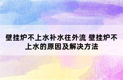 壁挂炉不上水补水往外流 壁挂炉不上水的原因及解决方法